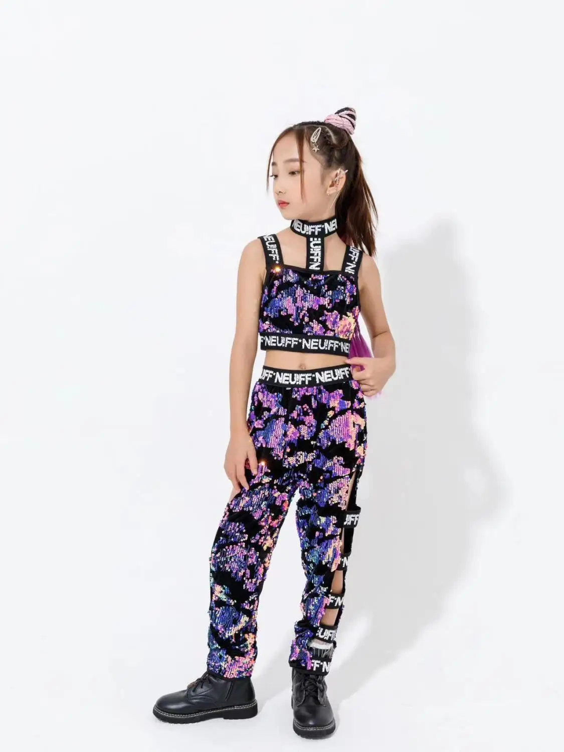 Women Girl Jazz Dance Costume Children Street Hip hop Dance Jazz Stage Kid Dance Costume for Girls sequin Kpop Outfit dance set