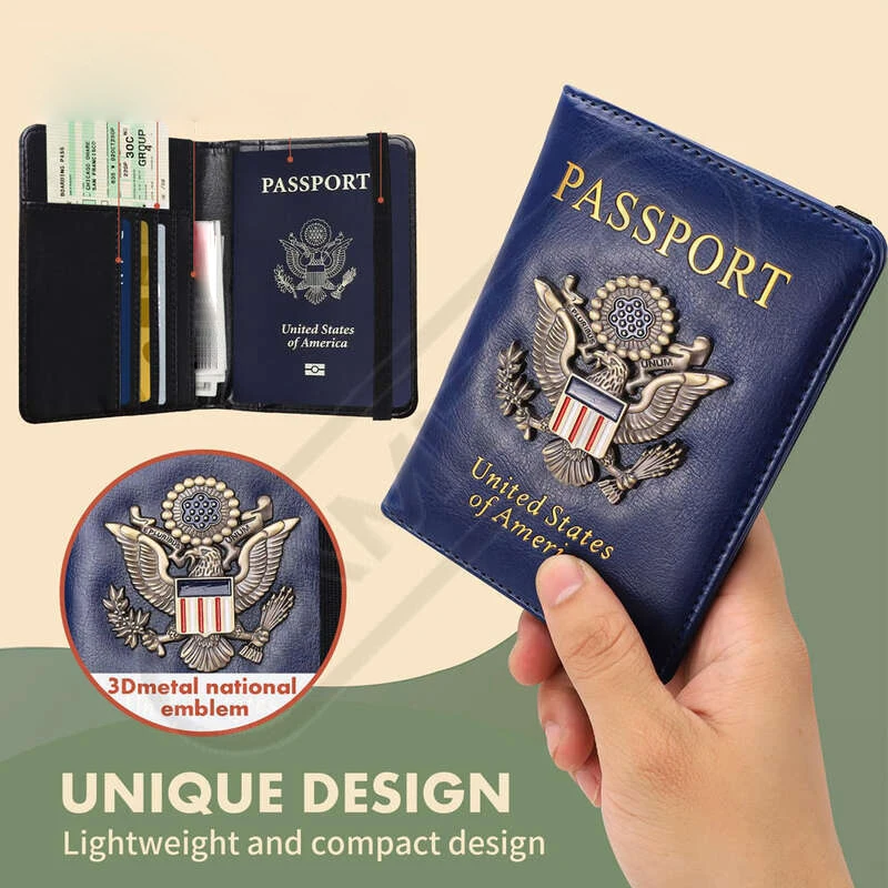 Unisex Compact Synthetic (PU Leather) Passport Holder Wallet - RFID-Blocking US Passport Cover, ID Card, Travel Document & Certification Card Protector