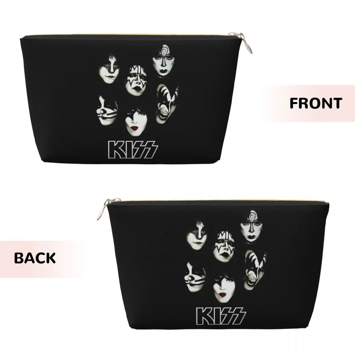 Custom Kiss Rock Metal Band Travel Cosmetic Bag Women Makeup Toiletry Organizer Lady Beauty Storage Dopp Kit