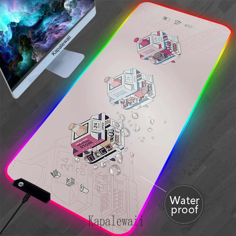 RGB Luminous Switch Mouse Pad LED Quality Large Mousepad Game Rubber Waterproof Desk Mat Gaming Speed Accessories Keyboard Pads