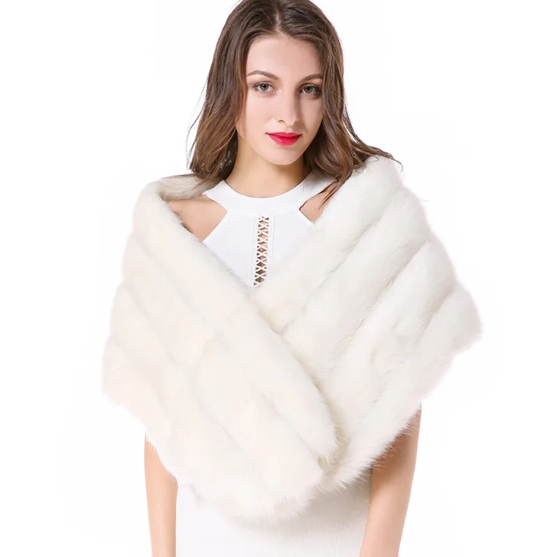 Fur shawl imitation fur mink stripes thickened cape fur vest