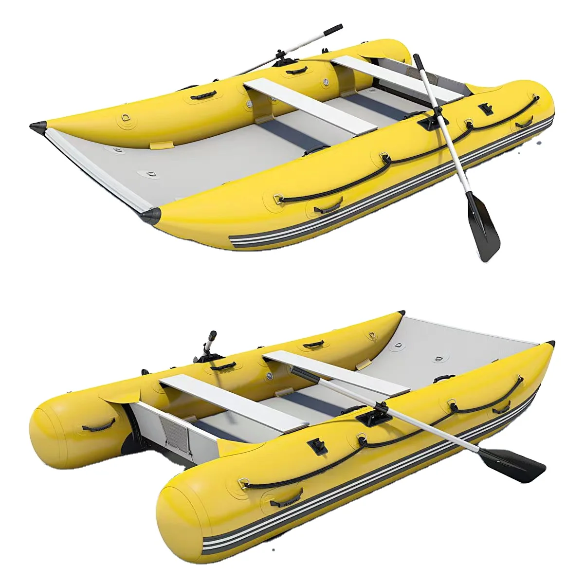 2023 Inflatable Fishing Rowing Boat Passenger PVC Rubber High Speed Catamaran Boat For Sale