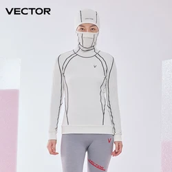 Vector novo estilo com capuz camada média velo roupa interior térmica com capuz máscara dupla placa de esqui masculino e feminino ultra macio inverno rápido