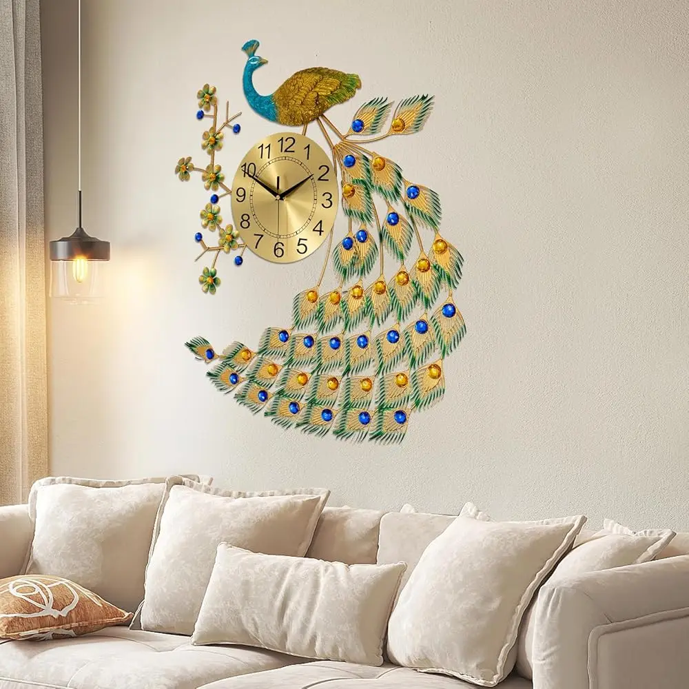 

Large Peaco Wall Clo 29.5 H Mid Decorative Big Peaco Wall Clocks Non-Ticking Silent Creative Luxury Wall Peaco Clo Living Room