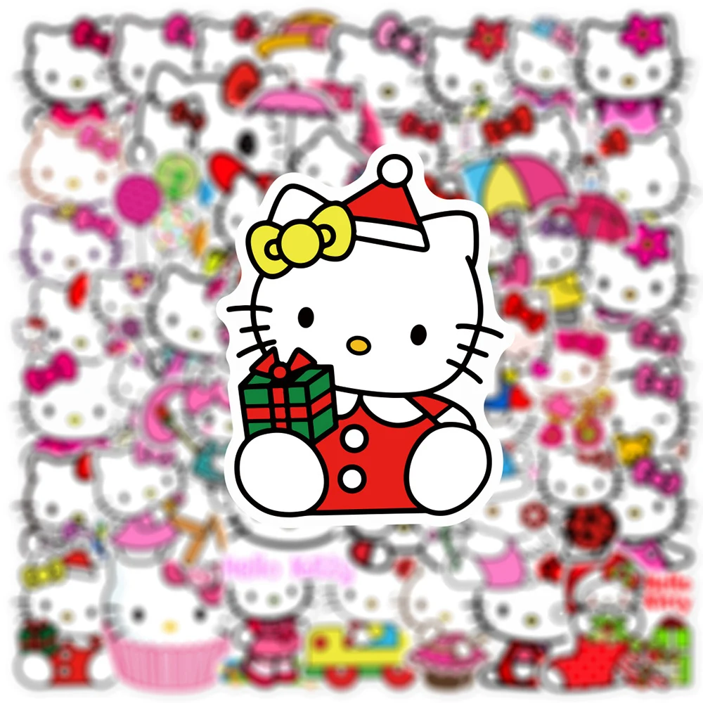 10/30/50 Stuks Kawaii Hello Kitty Anime Stickers Schattige Sanrio Graffiti Kids Sticker Speelgoed Telefoon Waterfles Notebook Cartoon Stickers