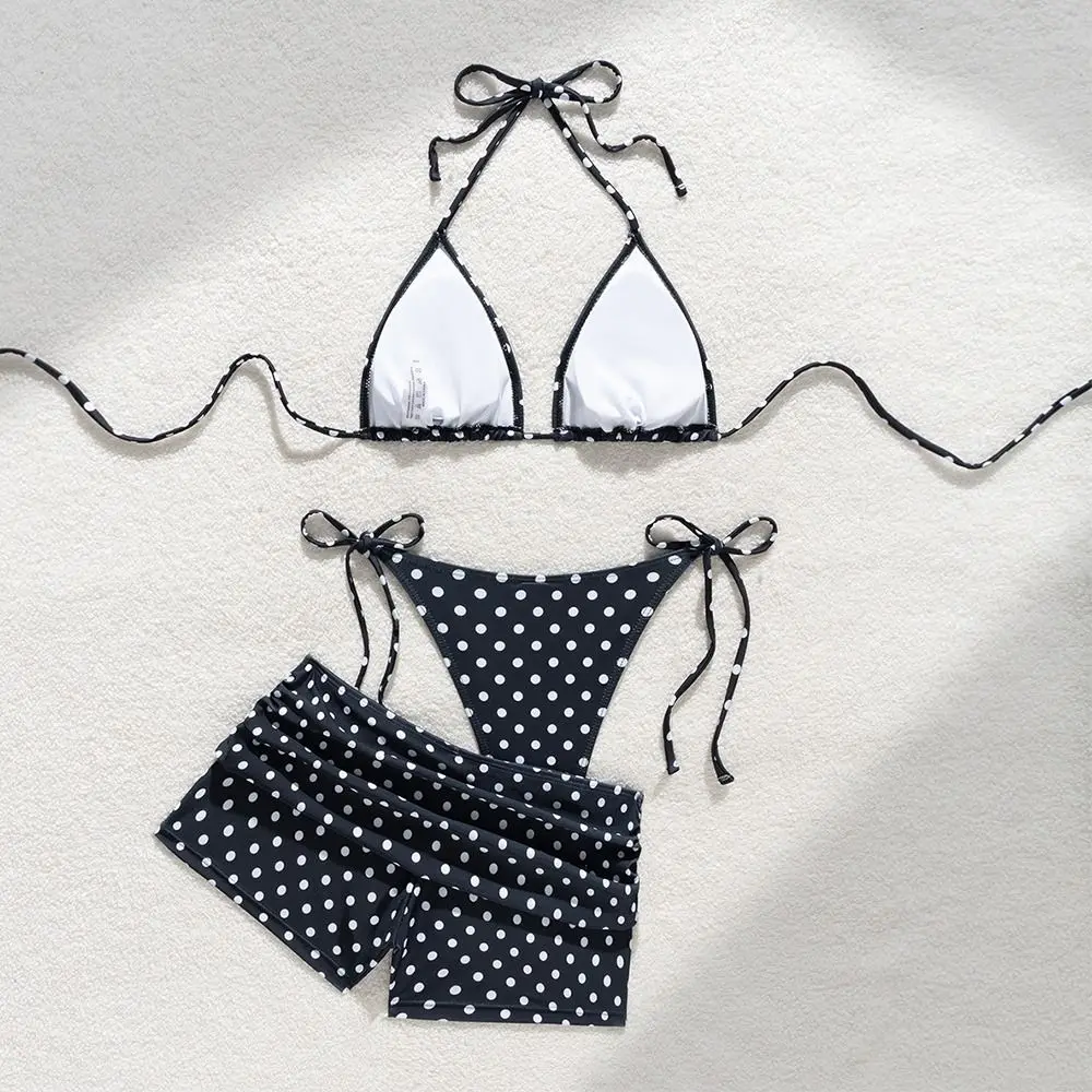 3Pcs/Set Fashion Summer Dot Bikinis Set Casual Beachwear Women Swimsuit Elegant Swimwear Vacation
