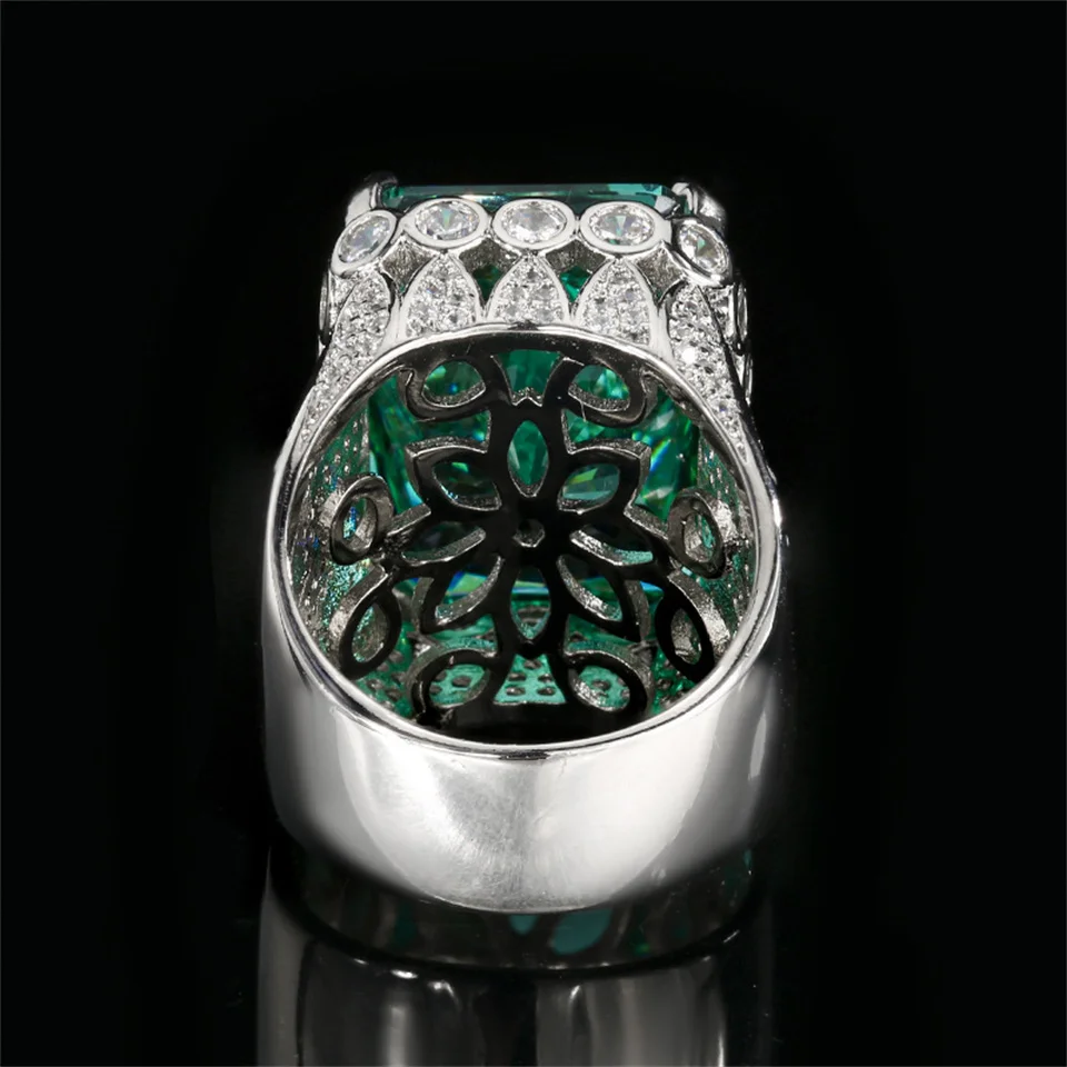 Anello da donna con diamante quadrato verde Para Pietra principale 15 * 20 Articoli di spedizione gratuiti Regalo di gioielli Anelli in acciaio inossidabile di cristallo per le donne