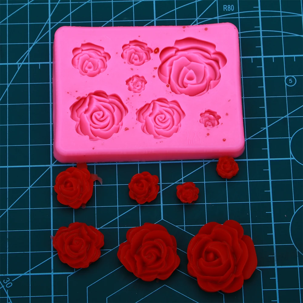 Roses Shaped fondant silicone rubber moulds for mastic confectionery accessories chocolate cake decoration tools FT-1023