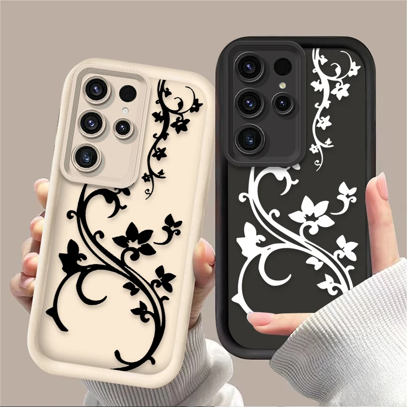 Hand-painted Butterfly Flower Case For Samsung Galaxy S24 S23 S25 Ultra S22 S21 Plus FE A56 A36 A26 A16 A06 A15 A25 A35 A55 5G