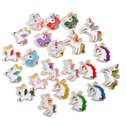 10Pcs 6 Styles Enamel Rainbow Unicorn Alloy Pendant Charm for Jewelry Making Women's Earrings Bracelet Supplies DIY Accessories