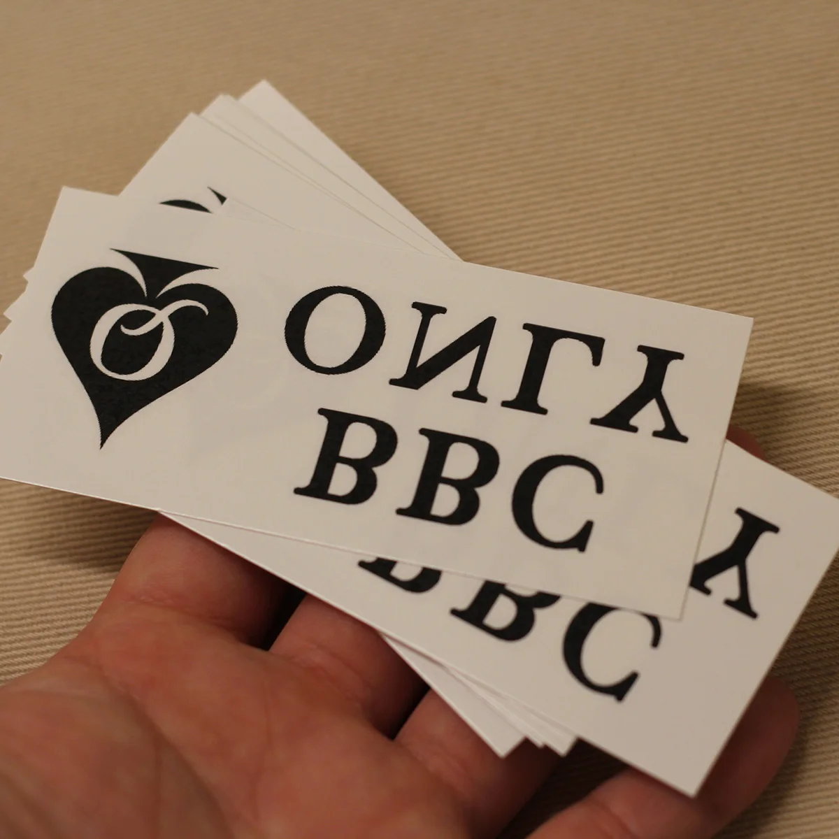 BBC ONLY Q Spade Temporary Tattoos - 10 Sheets 10cm Long, Long Lasting Waterproof Body Art Stickers