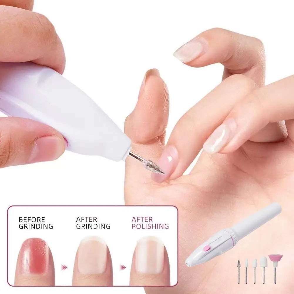 5 في 1 مجموعة مثقاب أظافر كهربائية صغيرة مانيكير وباديكير طحن تلميع مسمار الفن الرملي ملف أدوات القلم آلة #5