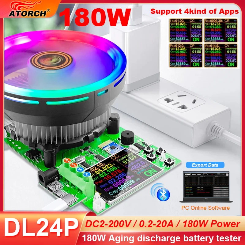 DL24/P kolor 2.4 "DC tester USB obciążenie elektroniczne monitor pojemności baterii litowej rozładowanie miernik mocy kontrola zasilania aplikacja