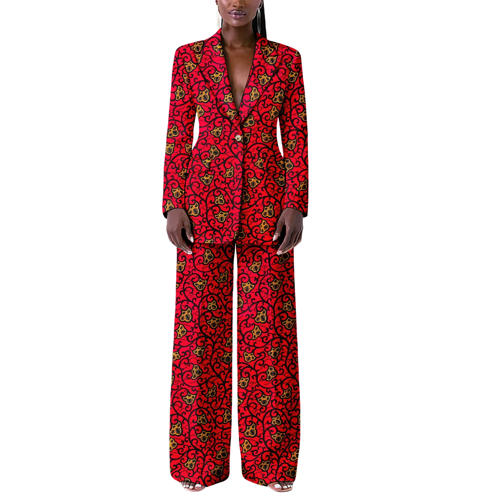 بدلة أفريقية للنساء Dashiki Kente سترات وسراويل مطبوعة مكونة من قطعتين ملابس أنيقة للحفلات والعمل