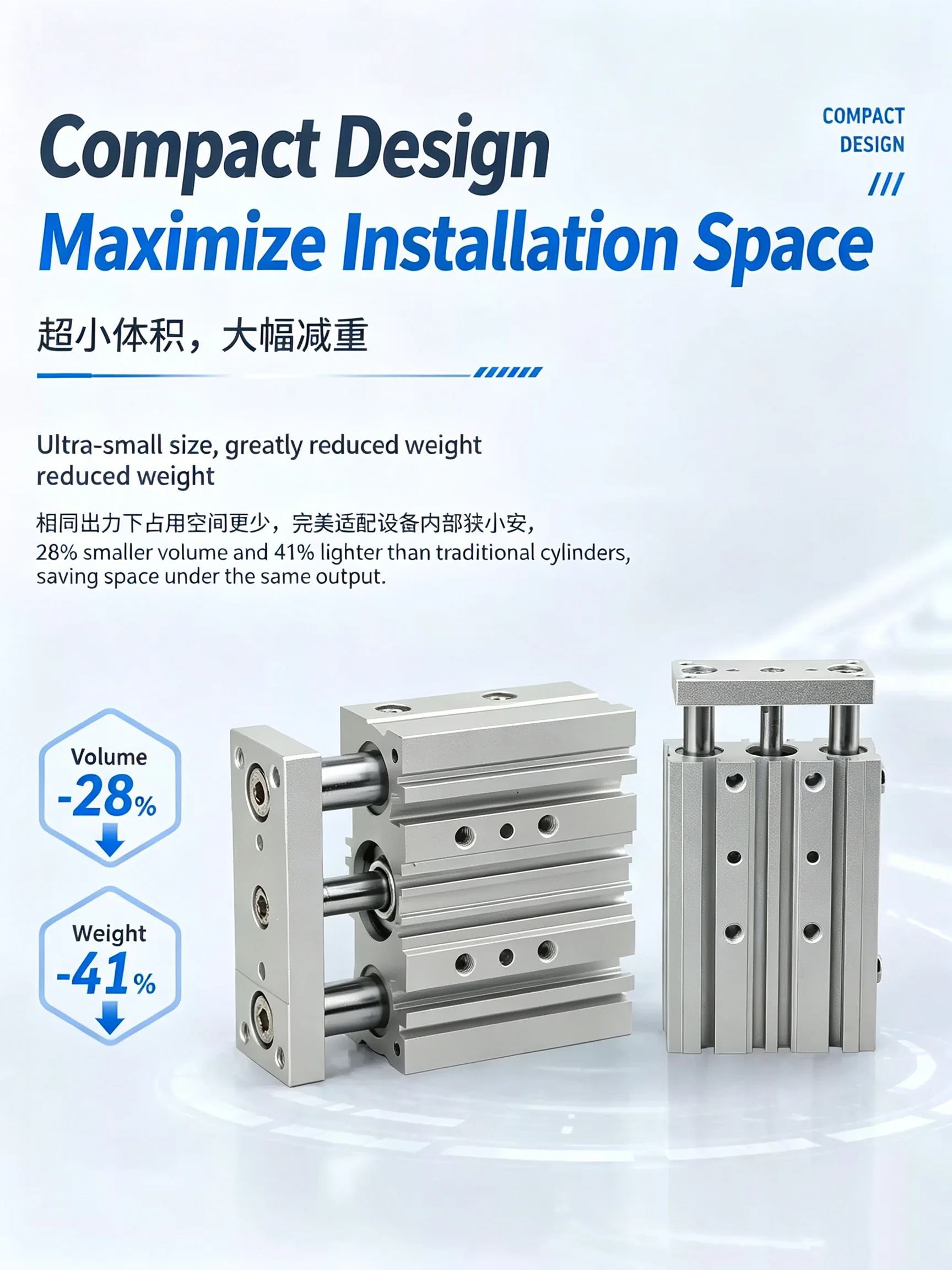 MGPKAM12/16/20/25/32/40/ MGPKAM Compact Sliding Bearing Three-axis Rod Aluminum Alloy Pneumatic Cylinder Various Sizes Available