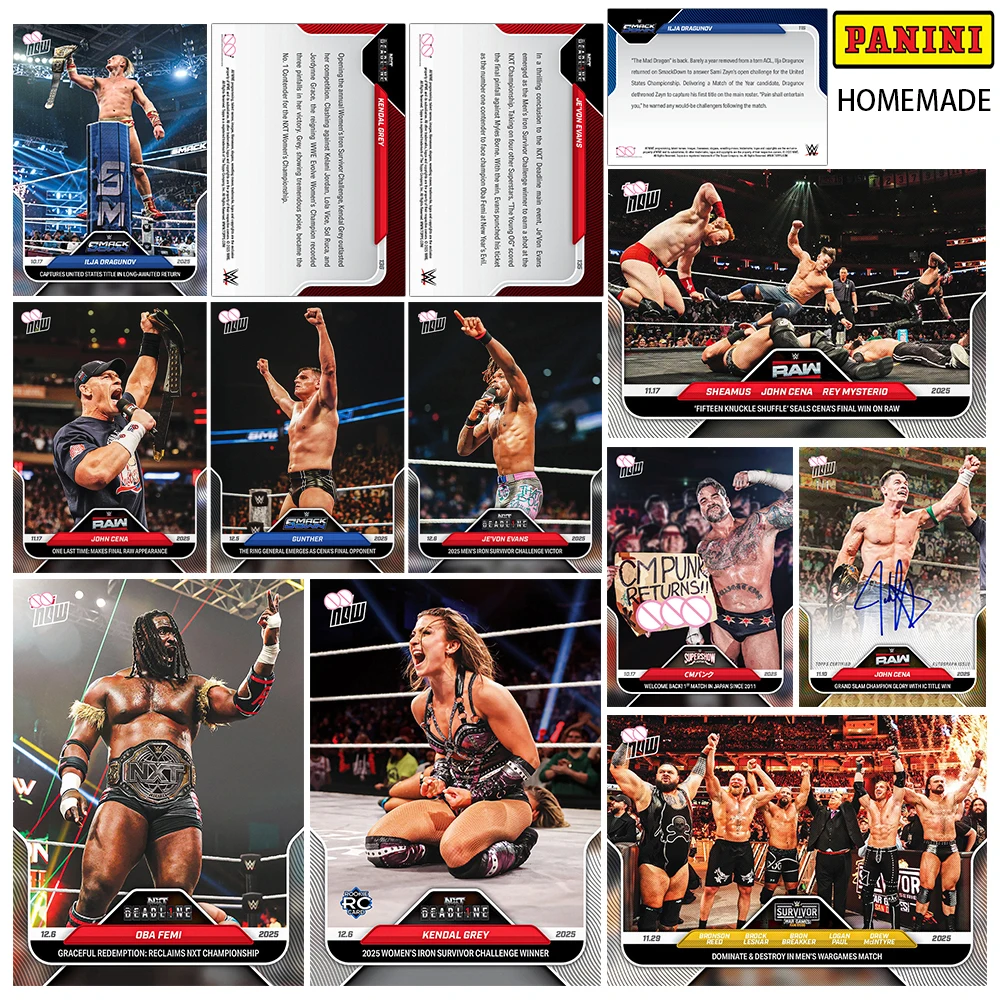 Cartão Colecionável Esportivo WWE DIY Artesanal com Glitter Inclinado e Assinatura de JOHN CENA, SHEAMUS, REY MYSTERIO, OBA, FEMI, KENDAL GREY, DRAGUNOV