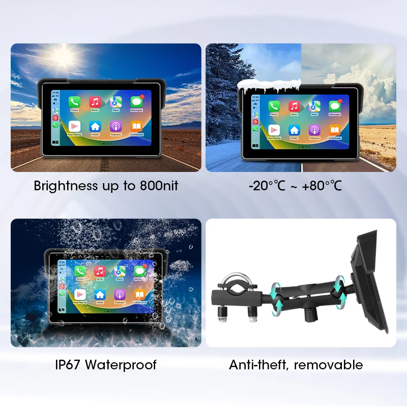 7 بوصة دراجة نارية DVR GPS الملاحة اللاسلكية Carplay و أندرويد السيارات دراجة نارية محرك مسجل شاشة عرض المحمولة DVR TPMS