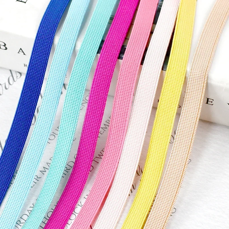 5/10/20M 10mm 3/8 ''Poliéster Anti-skid Silicone Elastic Band Underwear Rubber Strap Tape Roupas Stretch Webbing Sew Acessório