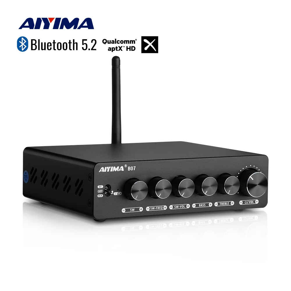 AIYIMA Audio B07 TPA3255 HiFi Bluetooth Sound Power Amplifier 2.1 Channel Stereo Amp for Speaker Subwoofer 300Wx2 +300W