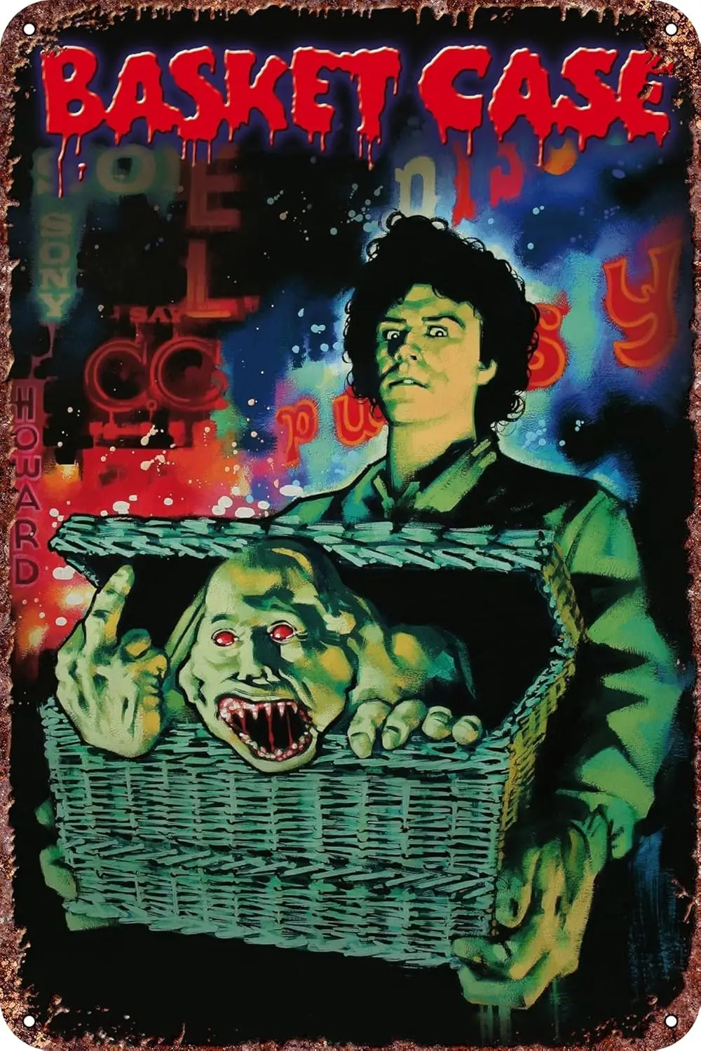 Basket Case Vintage Metal Tin Sign Movie Poster Wall Art Decor 8x12 Inch for Home Cafes Office Store Pubs Club Sign Gift