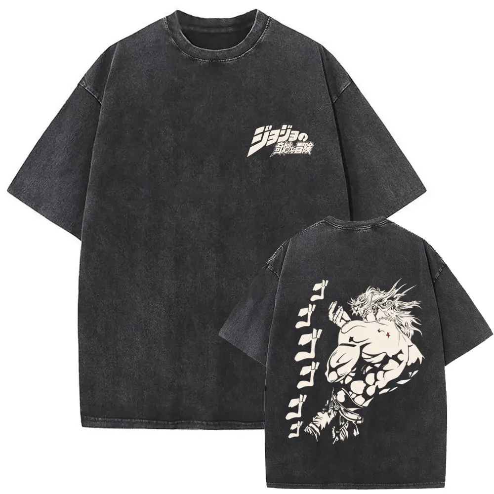 غسلها خمر أنيمي جوجو مغامرة غريبة الجرافيك تي شيرت ديو براندو طباعة تي شيرت الرجال النساء عادية القطن ريترو تي شيرت #1