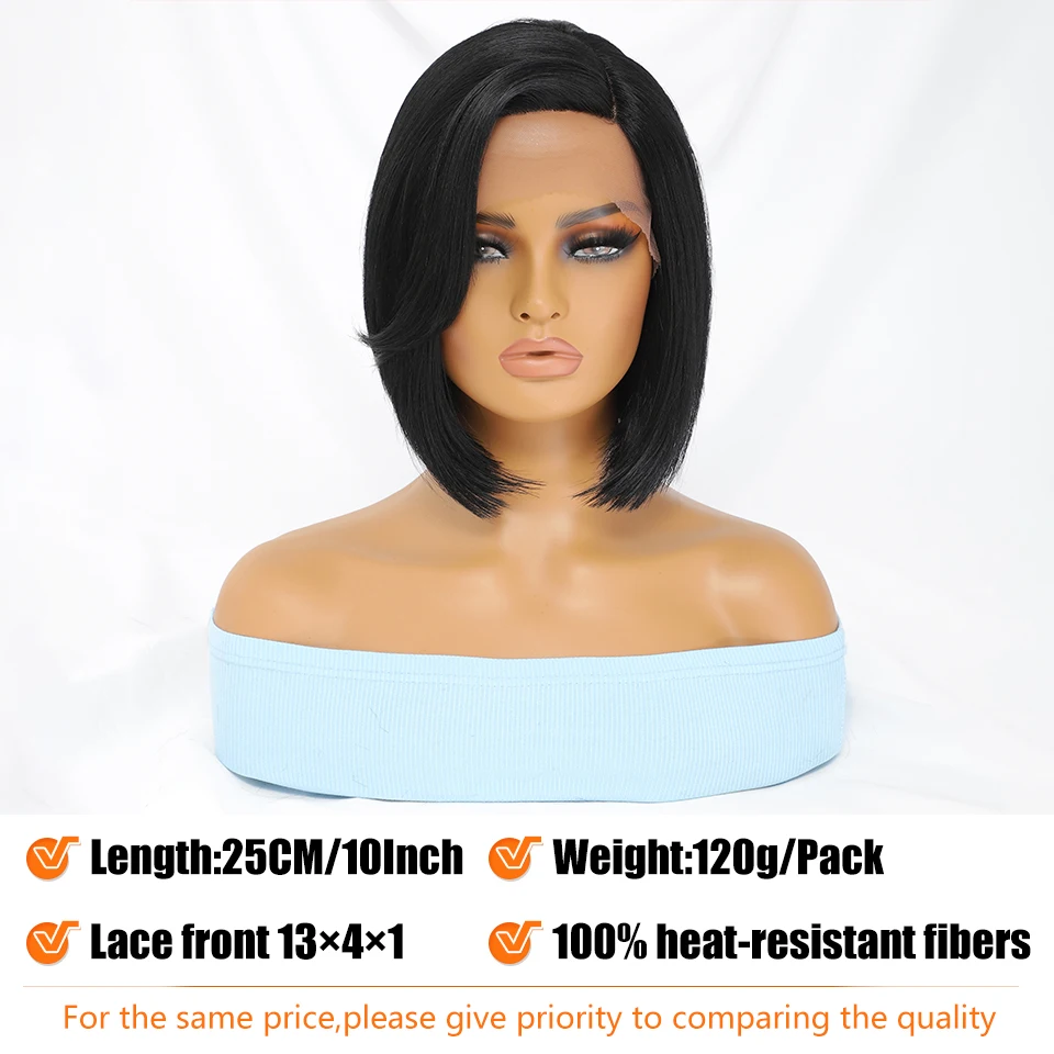 Short Bob Synthetic Lace Front Wigs For Black Women Brown Blonde Daily Cosplay Party Lace Wig Heat Resistant