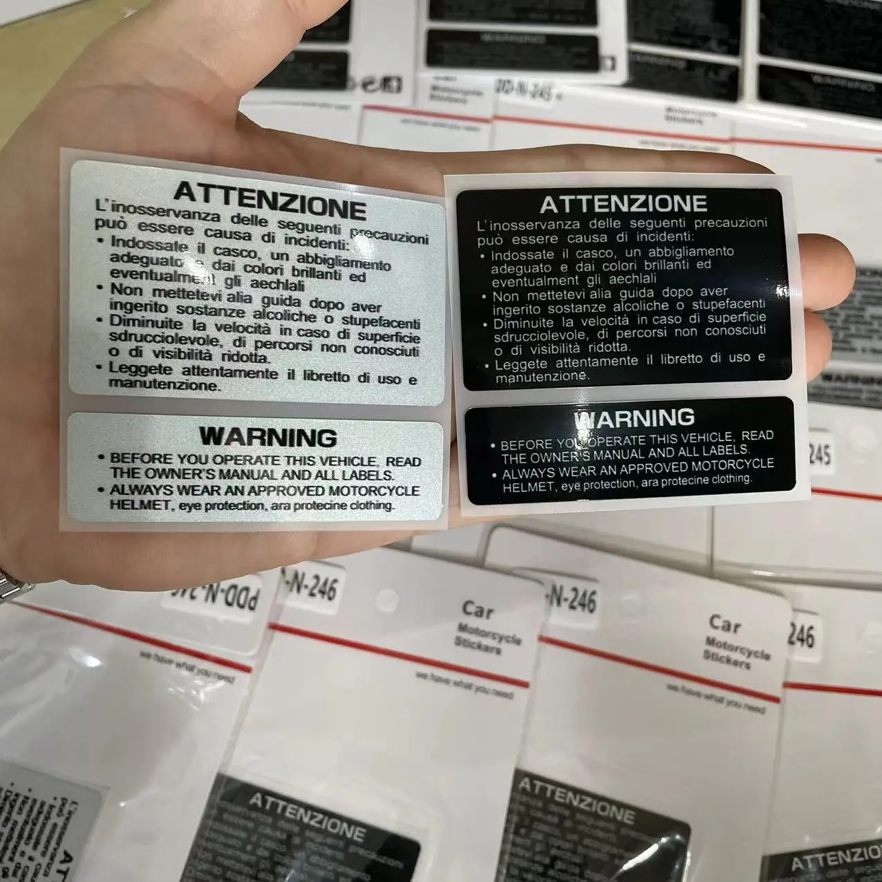 Motorcycle Universal Stickers For Kawasaki Z250 400 900 R1 R3 R6 MT Fuel Tank Warning Reflective Waterproof Attenzione Warning