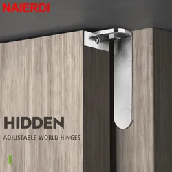 NAIERDI 2PCS Invisible Door Hinges 3D Adjustable Swivel Zinc Alloy Hidden World Hinge For Kitchen Home Furniture Hardware