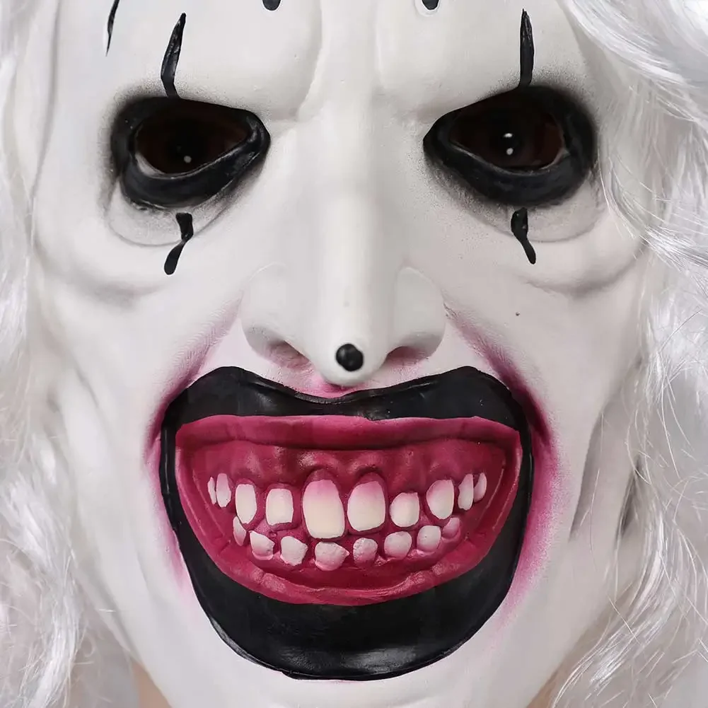 Fantasia Horror Art Clown Maschera di Babbo Natale Film Terrifier 3 Cosplay Disfraz Accessori per costumi Spaventosi Uomini Prop Festa di Halloween