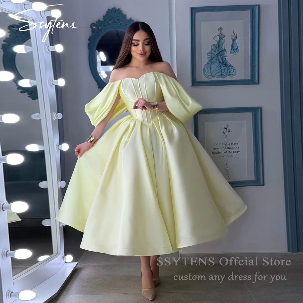 

SSYTENS Sexy Backless Homecoming Dress Elegant Off Shoulder Satin Evening Dress Women Hight Waist Formal Party Dress Customized