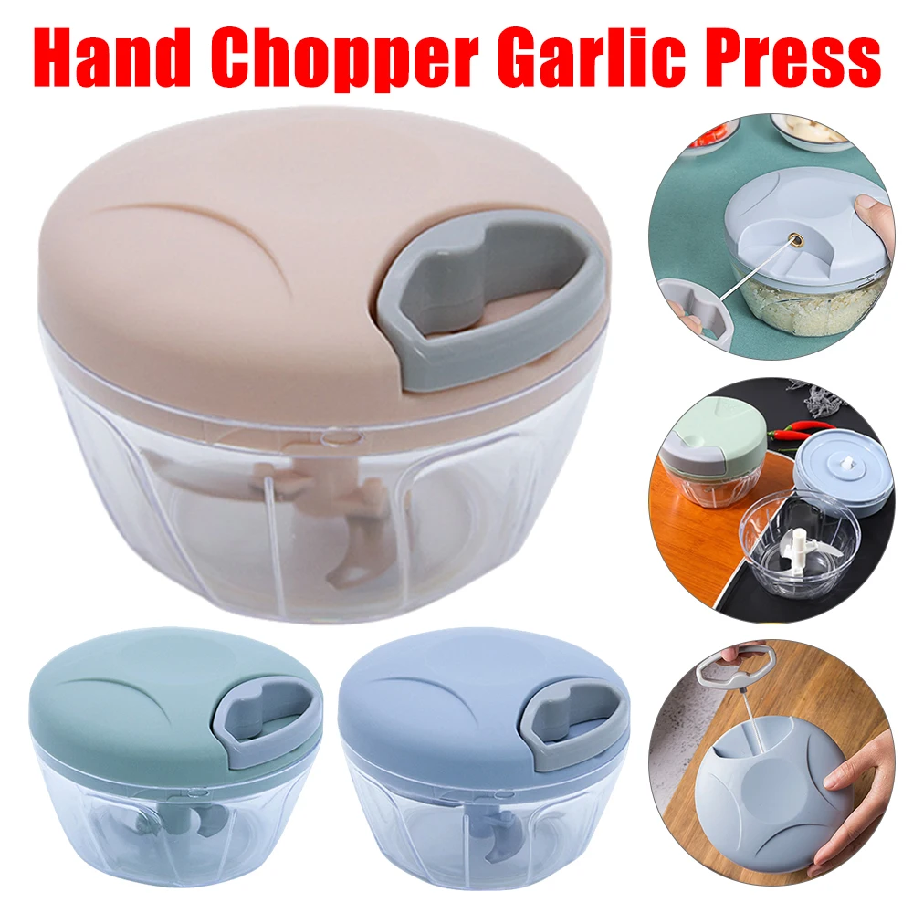 

Kitchen Manual Garlic Press Manual Meat Mincer Garlic Chopper 500ml Multi-function Grinding Chopper Food Vegetables Cutter Tool