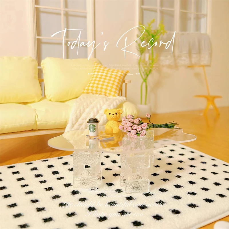 20Pcs Dollhouse Mini Crystal Clear Bricks Water Ripple Crystal Glass Bricks Model Dollhouse Micro Scene Construction Props