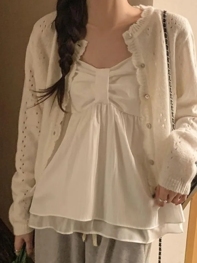 Chic Textured Knot Strap Vest Women's Summer Outerwear Cute Age-Defying Sleeveless Top Loose Fit Single Button Closure