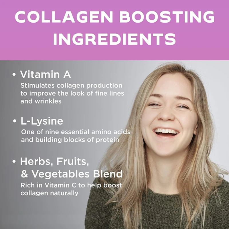 Vegetarian Collagen Booster - Plant Collagen Supplement - Hair, Skin, Nails, And Joints - Contains Hyaluronic Acid -60 Capsules