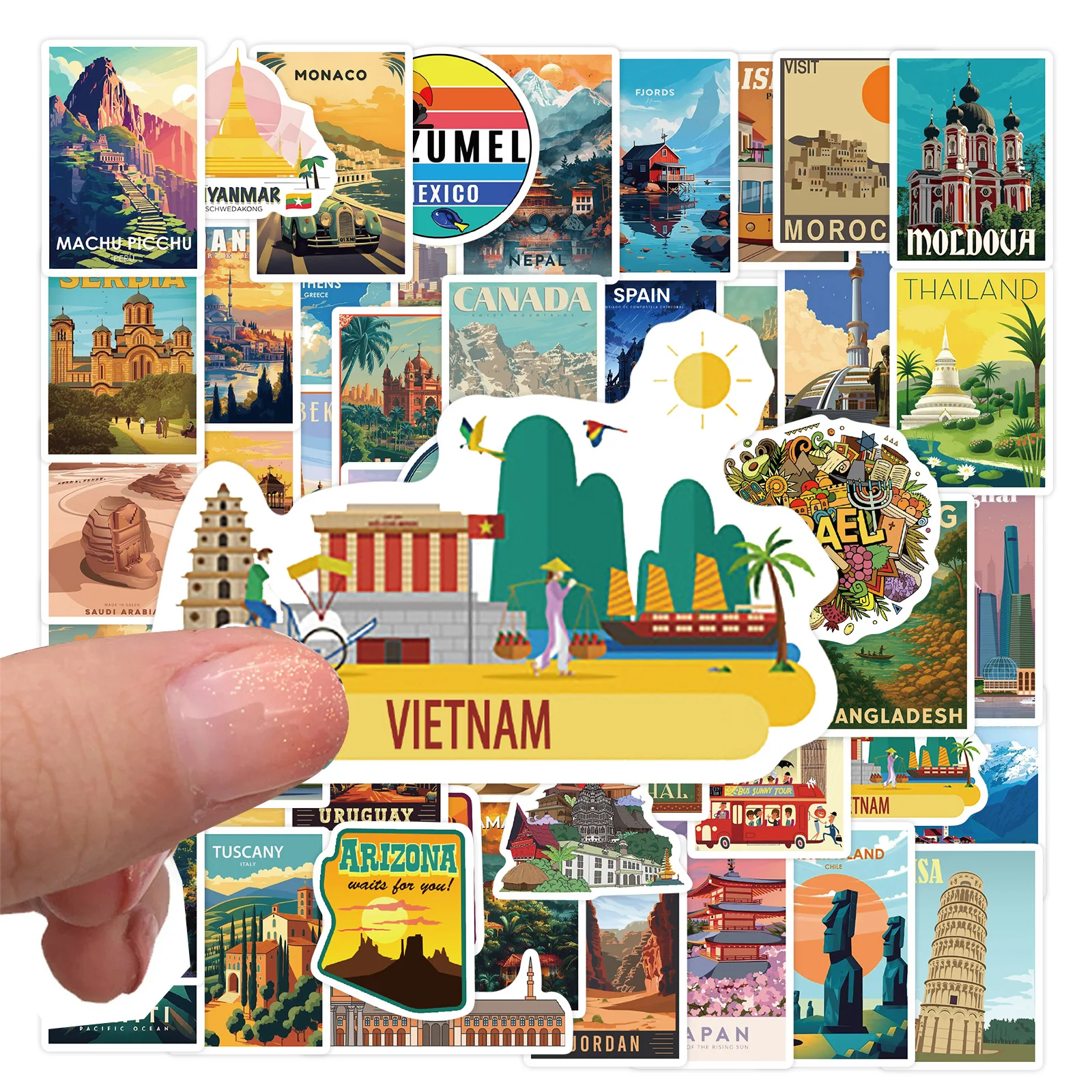 

50/100PCS Cartoon World Architecture Classic Graffiti Stickers Personalized Creative Funny DIY Water Cup Laptop Travel Box Decal