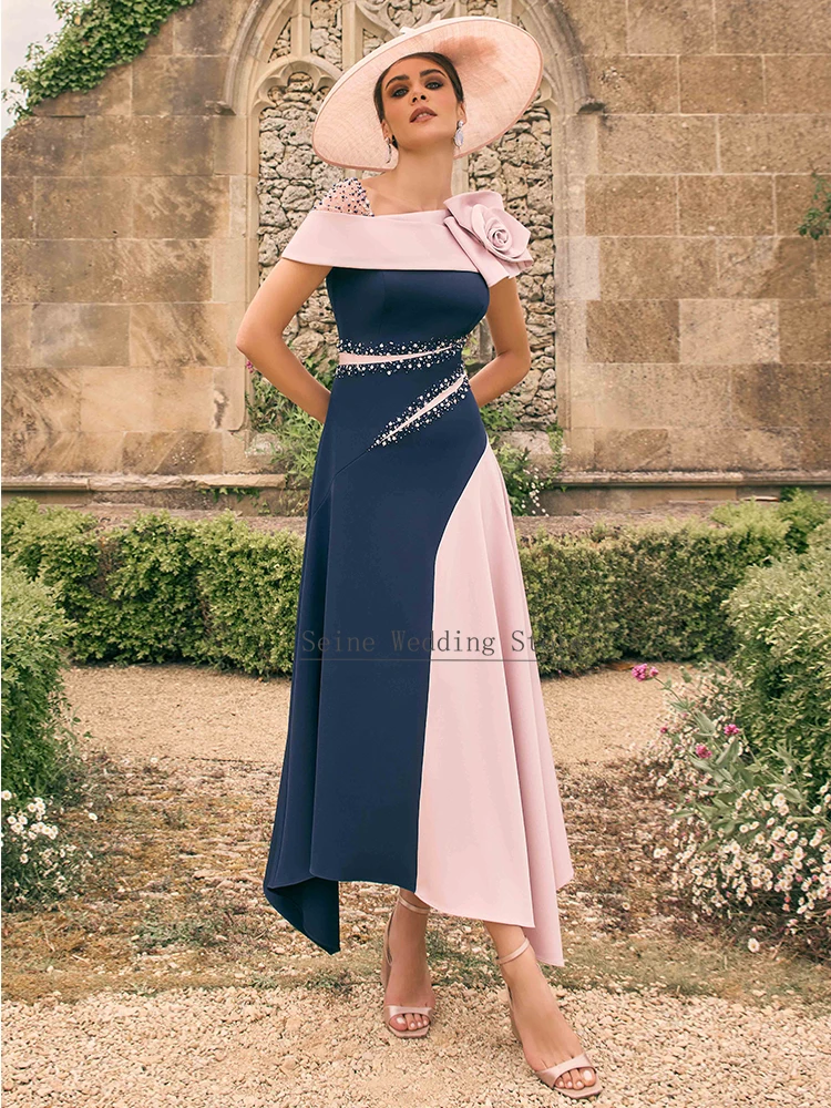 Customized Wedding Guest Dresses Asymmetrical Beading A Line Mother of the Bride Dress High Low 3D Flower Formal Party Gown Midi image 4