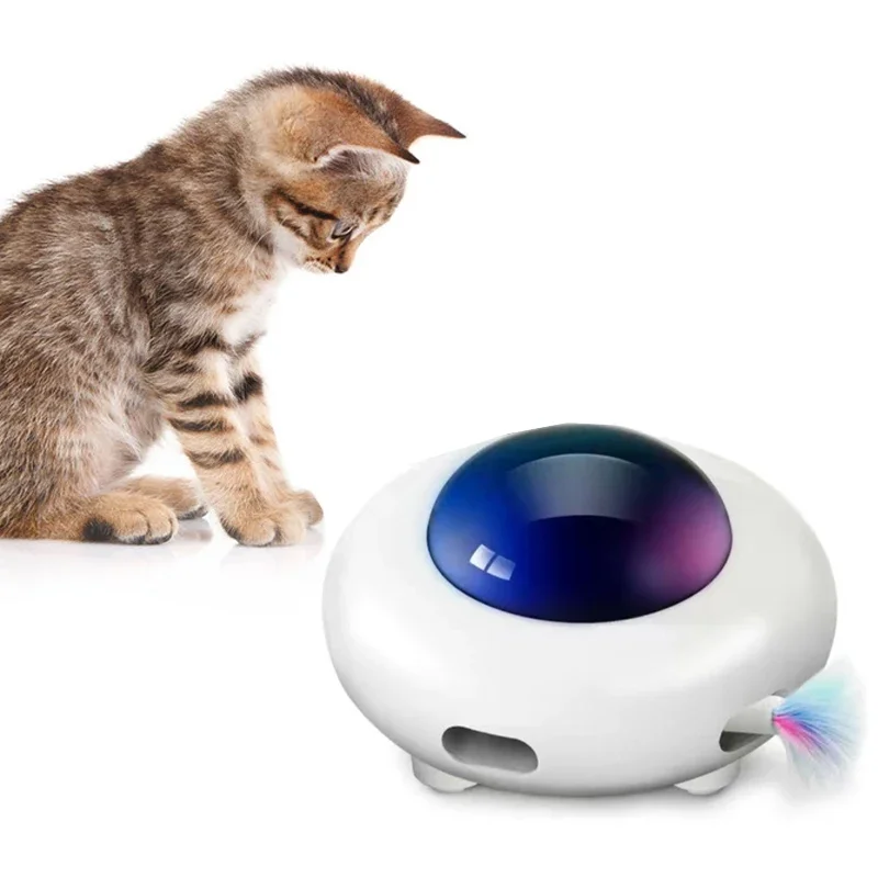 

Cat Toys UFO Pet Turntable Catch Training Cat Toy Automatic Cats Entertainment Toys Cat Teaser Feather Interactive Pet Cats Toy