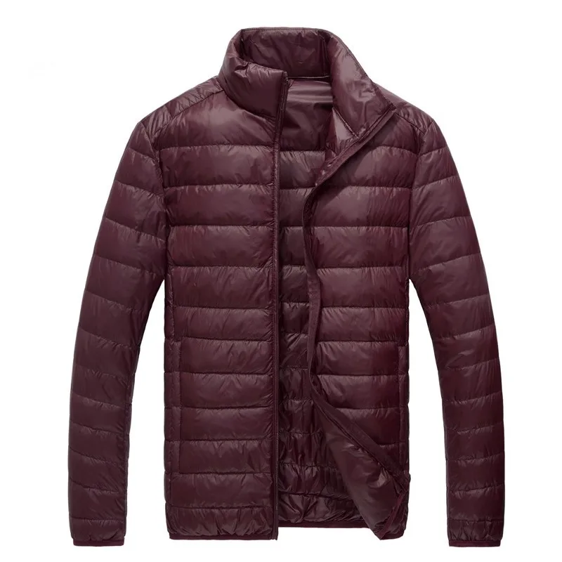 Chaqueta de plumón ligera para hombre, parka cálida de Color sólido con cuello levantado, para otoño e invierno, novedad de 2023