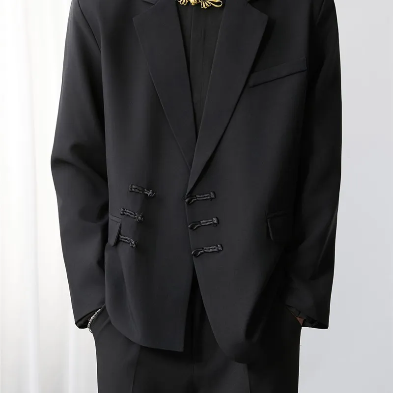 

Bla Chinese Sle Wedding Suit for Men Buttoned Jaet Spring Autumn High End Feel Small Western Sle Outerwear