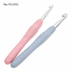 1pc Crochet Hook 7mm/8mm Aluminum Alloy Knitting Needles Tool Thick Head Light Color Blue Pink Soft Handle Craft DIY Hicello