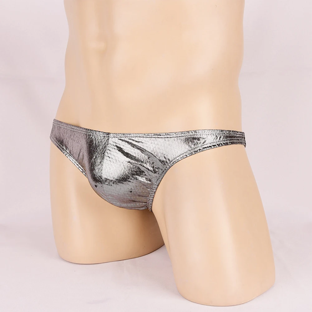 Men Wet Look Shiny Briefs Shiny G-String Lingerie Low Rise Thong Sexy Underwear Clubwear Peni Bulge Pouch Underpants