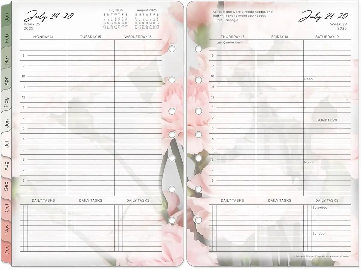 

Weekly Ring-Bound Planner Refill for Classic Binder, Jan-Dec 2026, Botanical Design with Inspirational Quotes, 5.5x8.5 Inches