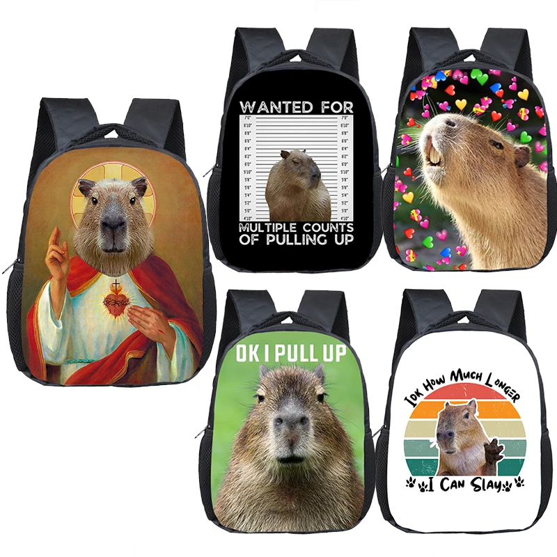 Dieren Capibara Print Rugzakken Grappig Pull Up Kids Kleuterschool Tassen Kinderen Schooltas Baby Peuter Rugzakken Boekentassen