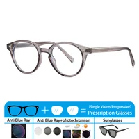 Gafas graduadas redondas antirayos azules para miopía, mujeres y hombres, montura TR90, gafas graduadas personalizadas para estudiantes