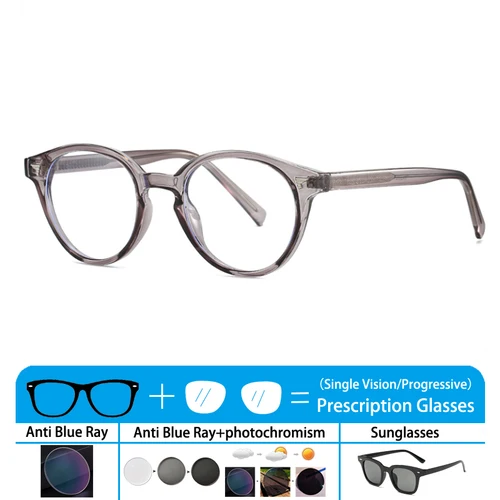 Gafas graduadas redondas antirayos azules para miopía, mujeres y hombres, montura TR90, gafas graduadas personalizadas para estudiantes