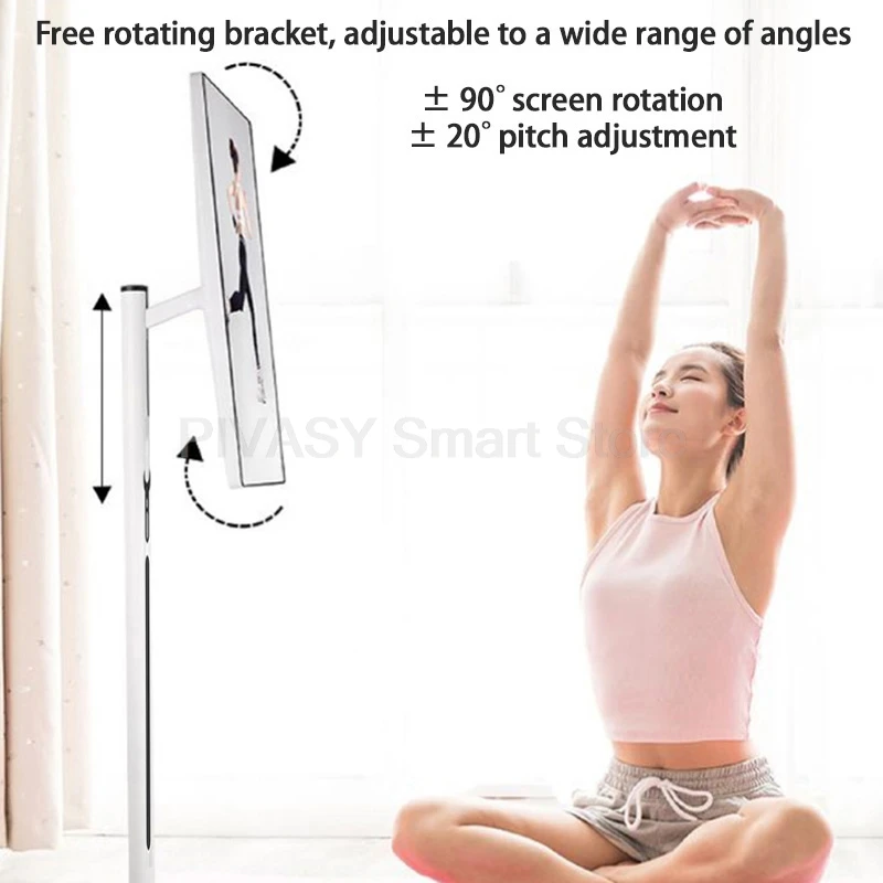 شاشة تعمل باللمس تلفزيون ذكي 21.5 23.8 بوصة 10 نقاط شاشة حامل الهاتف المحمول بطارية أندرويد 12 للياقة البدنية المنزل مكتب الصب اللاسلكي