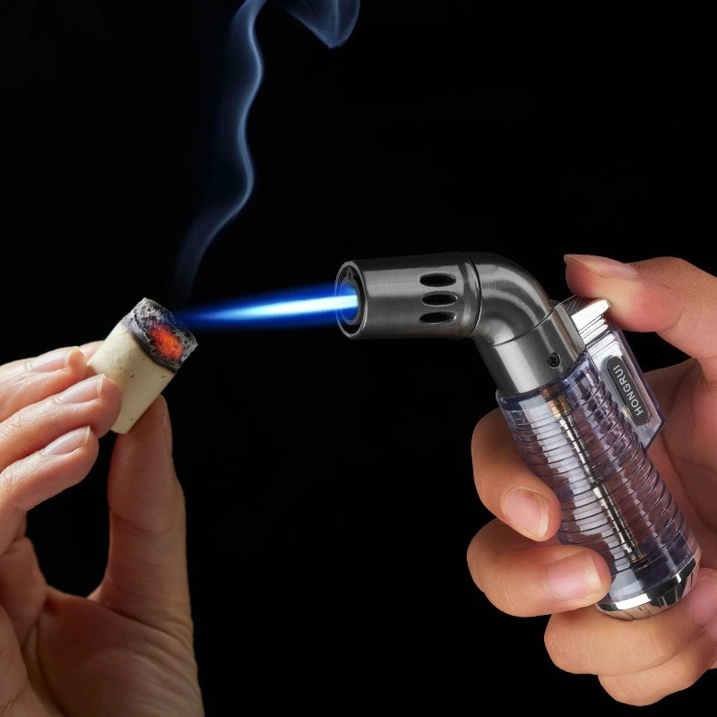 

Small Cigar Lighter Welding Gun Gas Direct Injection Lighter Elbow Metal Windproof Personalized Lighter Cigarette Tool for Men