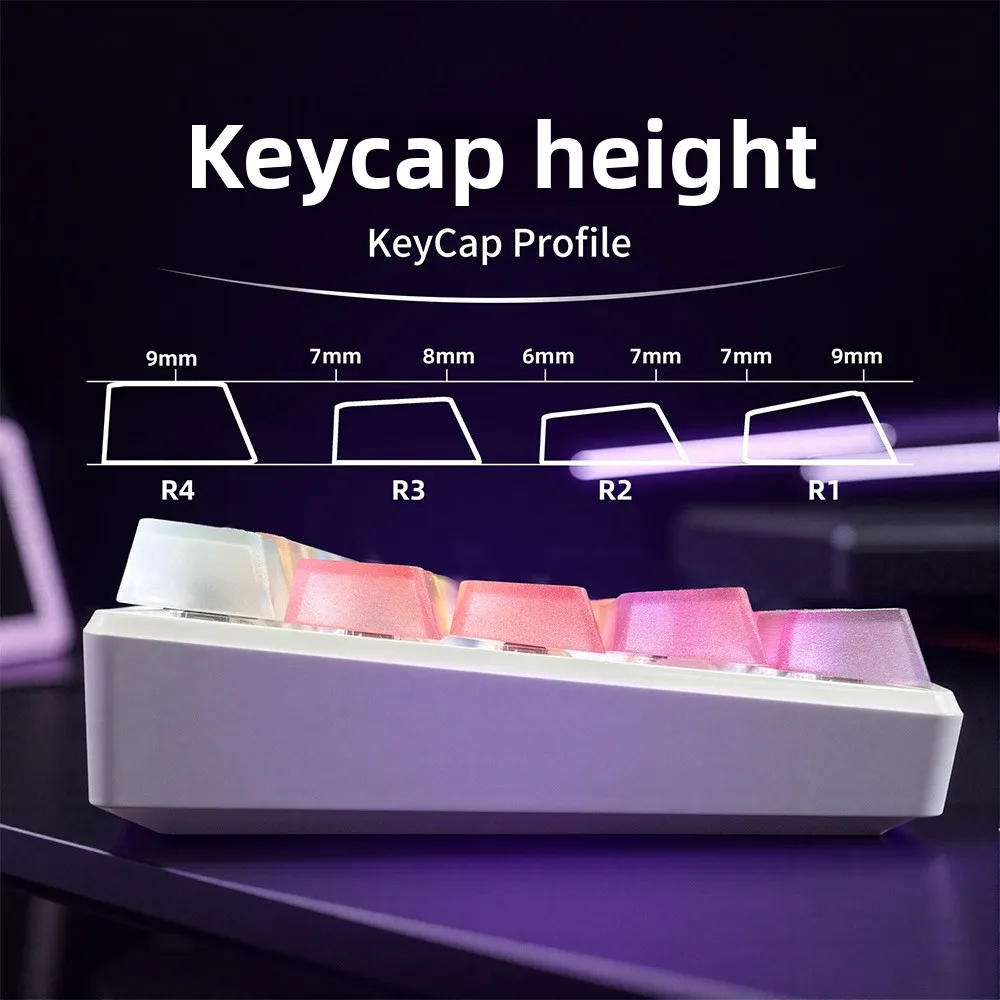 PC Symphony Nebula Full Fog Transparent Keycaps Transparent Mechanical Keyboard Keys Keycaps Only