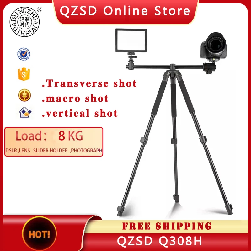 

QZSD Q308H Camera Transver Tripod with Panoramic Shooting for Canon Nikon DSLR Camera Video with Tripode Camara Camcorder