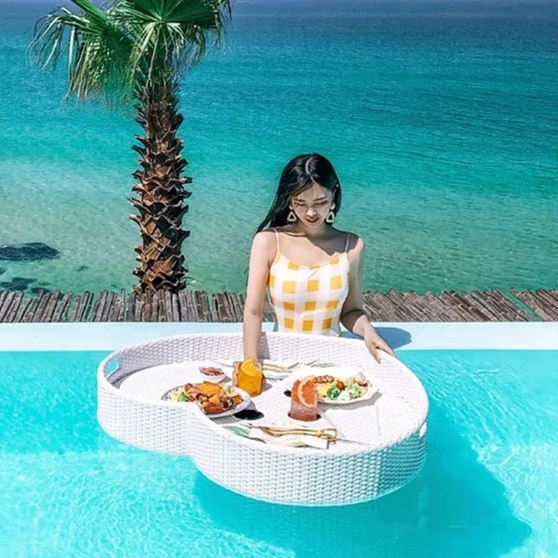 Pool Floating Breakfast Tray Hotel Water Rattan Basket Homestay Internet celebrity Open-air Large Afternoon Tea Plate